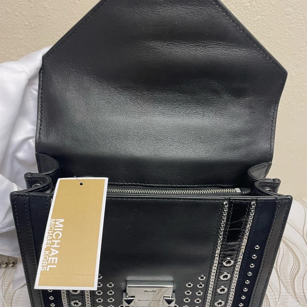 Michael Kors Black and Silver Studded and Grommeted Handbag - Picture 3 of 12